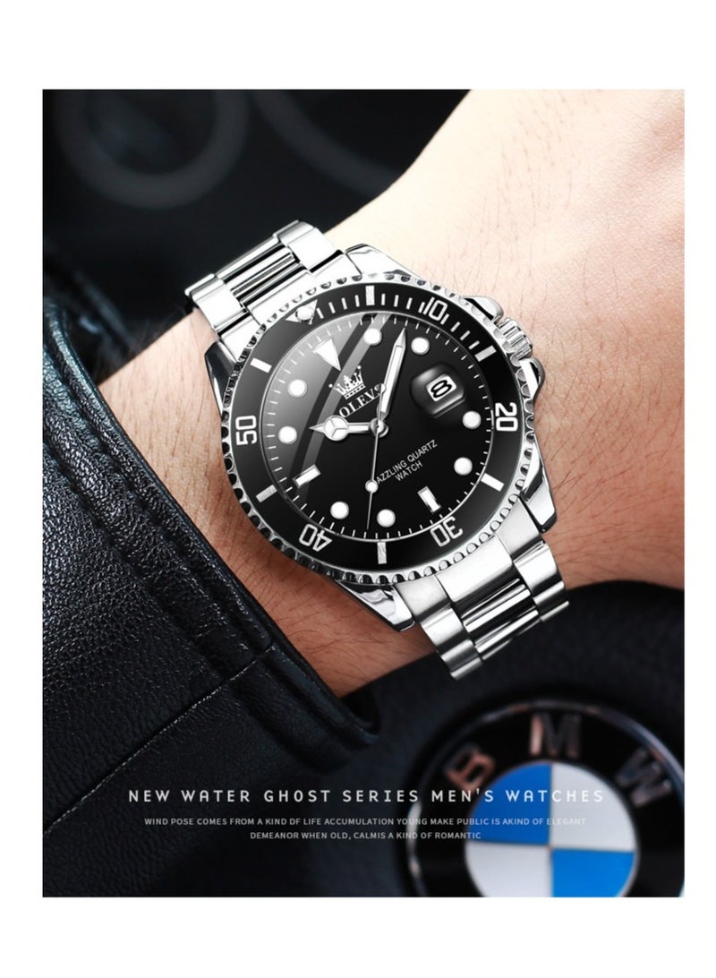 OLEVS Men's Stainless Steel Watch Diamond Business Quartz Watch Waterproof Luminous Luxury Casual Watch - Image 5
