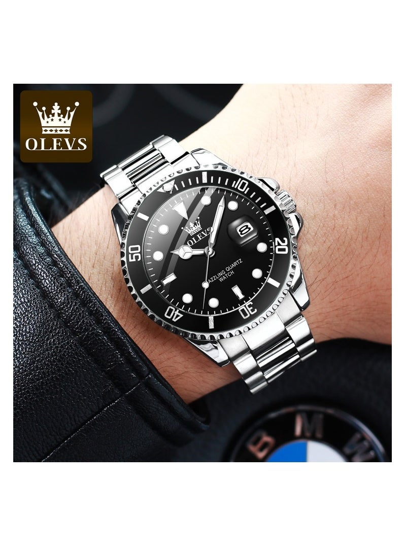 OLEVS Men's Stainless Steel Watch Diamond Business Quartz Watch Waterproof Luminous Luxury Casual Watch - Image 1