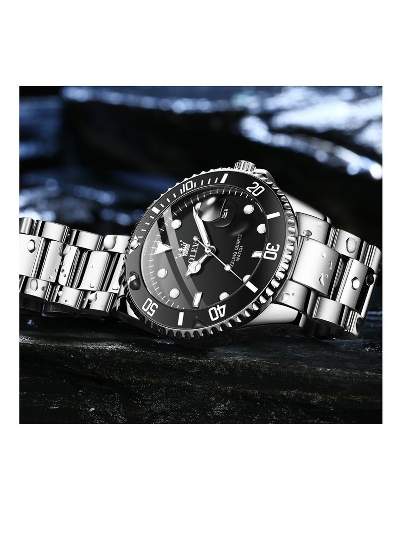 OLEVS Men's Stainless Steel Watch Diamond Business Quartz Watch Waterproof Luminous Luxury Casual Watch - Image 4