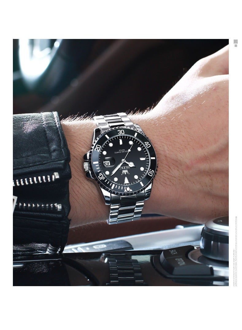OLEVS Men's Stainless Steel Watch Diamond Business Quartz Watch Waterproof Luminous Luxury Casual Watch - Image 3