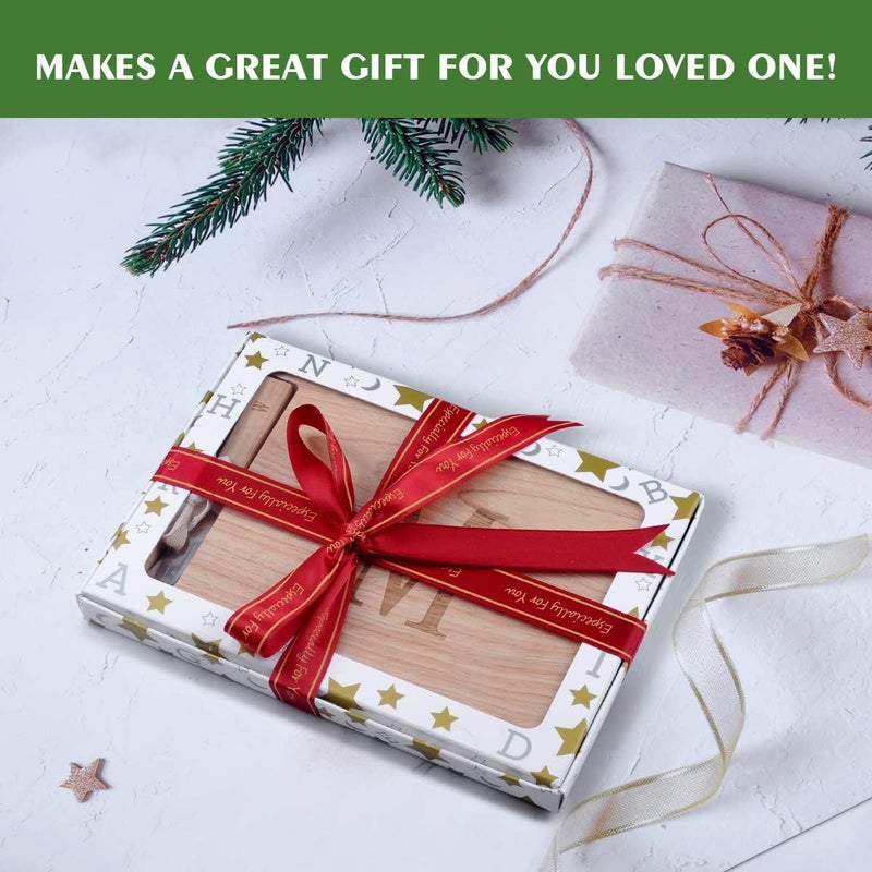 Miicol Wood Charcuterie Board, Monogram Cheese Board 10 Inch, Personalized Initial Cutting Board with Spreader, Unique Housewarming Gift, Ideal for Kitchen, Home, Letter B - Image 5