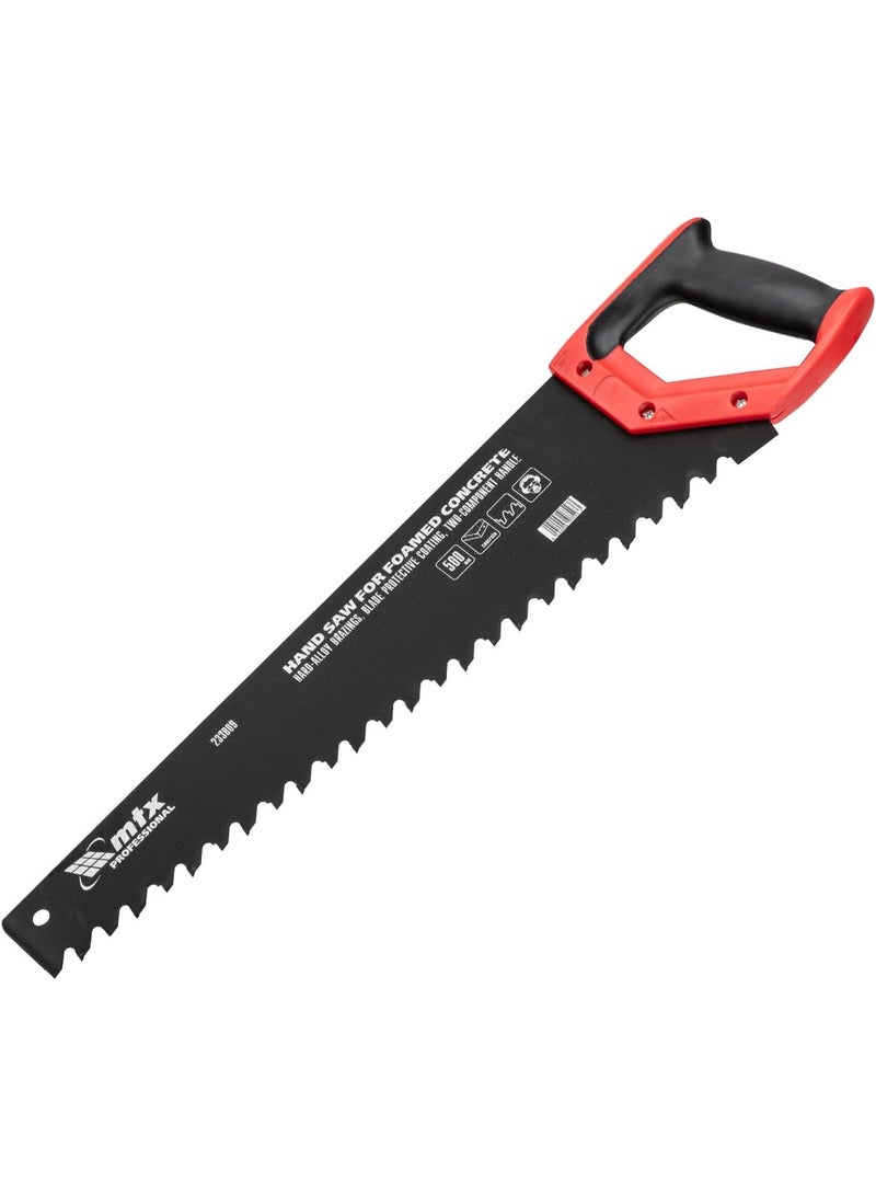 MTX Hard Alloy Soldering on Teeth Coating Hacksaw with 2-Component Handle for Foam Concrete (500mm) - Image 1