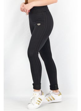 adidas Originals Women Sportswear Fit Varsity Training Leggings, Black  - Image 2