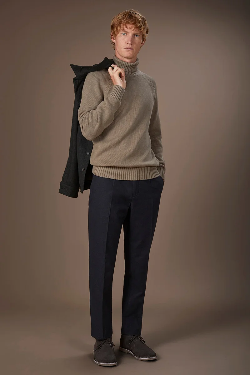 Doppelganger Brown Men's 100% cotton regular fit turtleneck jumper - Taupe for Men | Best Price UAE