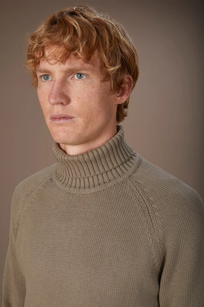 Doppelganger Brown Men's 100% cotton regular fit turtleneck jumper - Taupe for Men | Best Price UAE