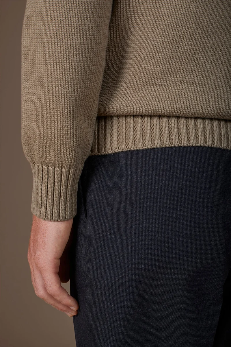 Doppelganger Brown Men's 100% cotton regular fit turtleneck jumper - Taupe for Men | Best Price UAE
