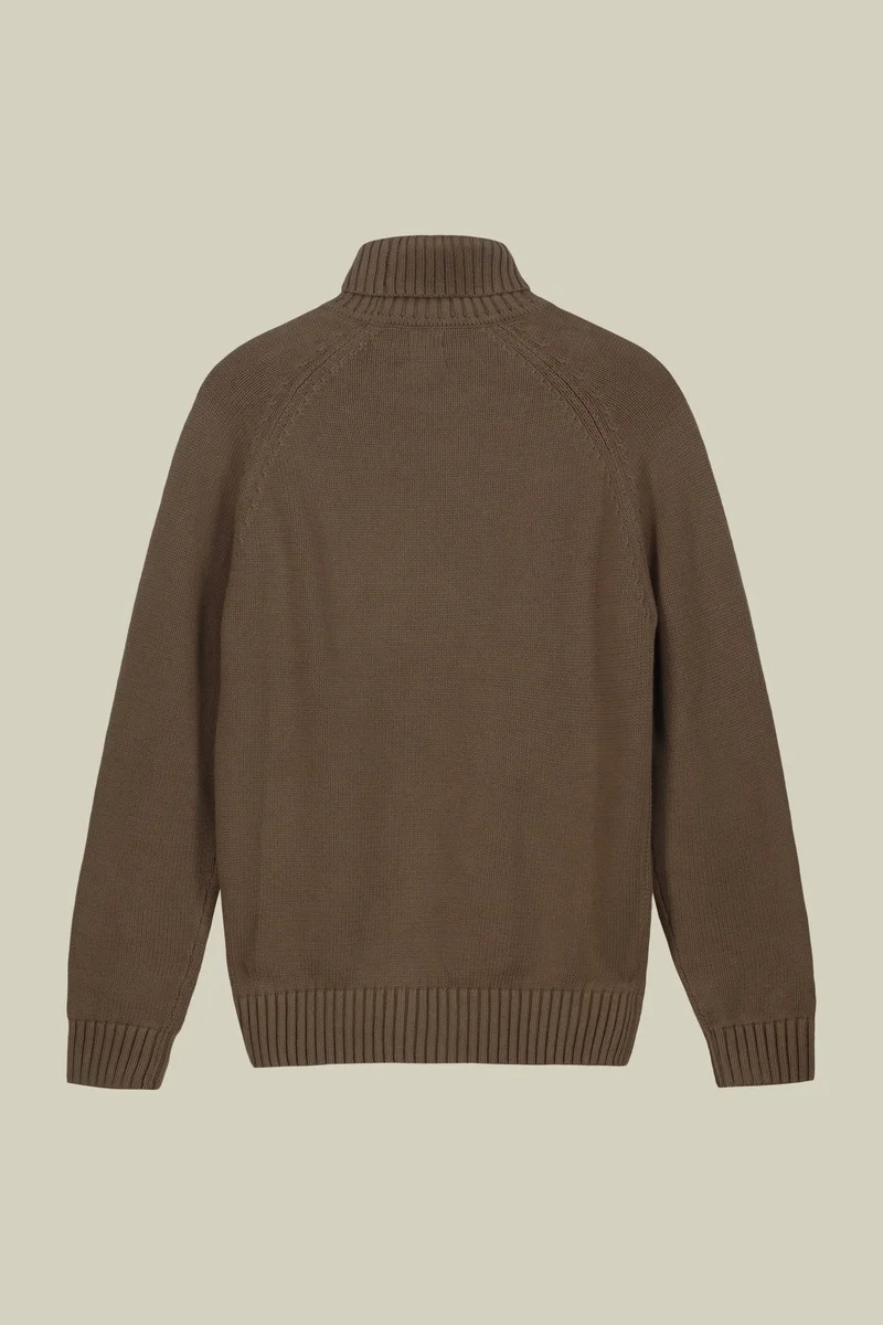 Doppelganger Brown Men's 100% cotton regular fit turtleneck jumper - Taupe for Men | Best Price UAE