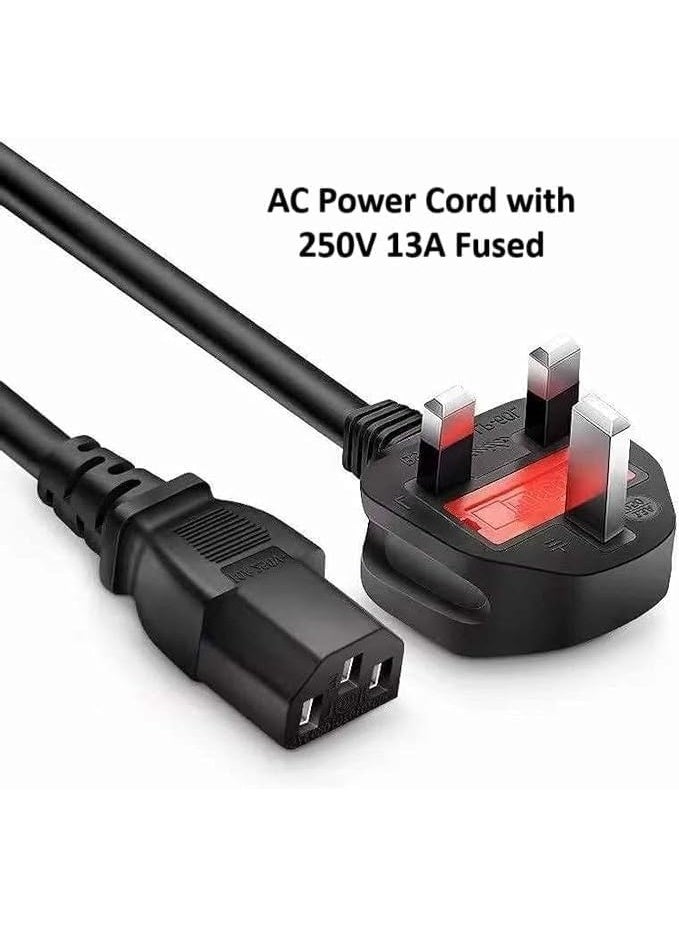 3-Pin UK Power Cable with Fuse Protection, 1.8M AC Power Cord IEC C13, 250V 13A Plug for PC, Monitor, Printer, TV, Laptop, Kettle, Photocopier – Black  - Image 3