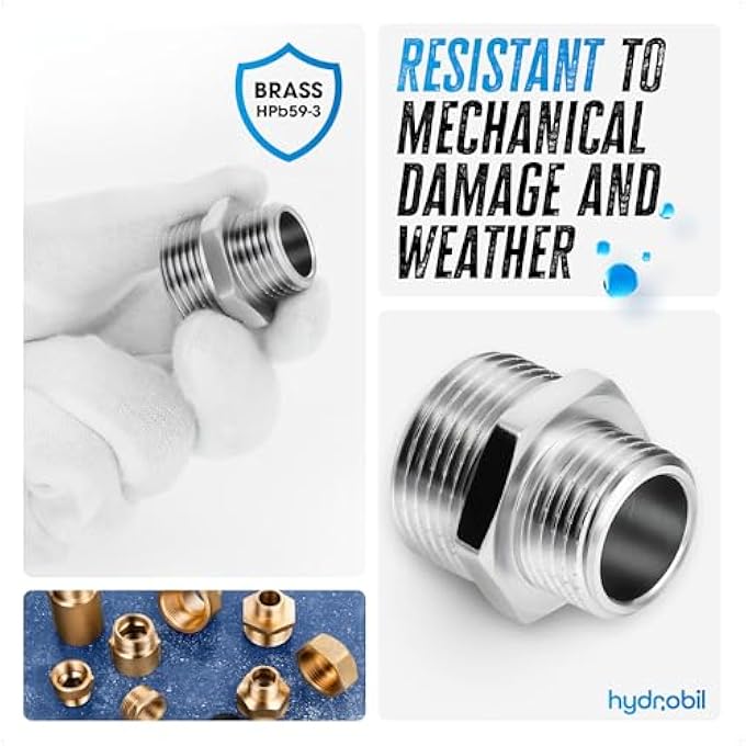 REDUCING 1/2 INCH BSP (21 MM) MALE THREAD X 3/4 INCH BSP (26.4 MM) MALE THREAD, CHROME-PLATED BRASS, DOUBLE REDUCED, CONNECTOR, SANITARY FITTINGS, CONNECTIONS, 10 BAR, MAX. - Image 3