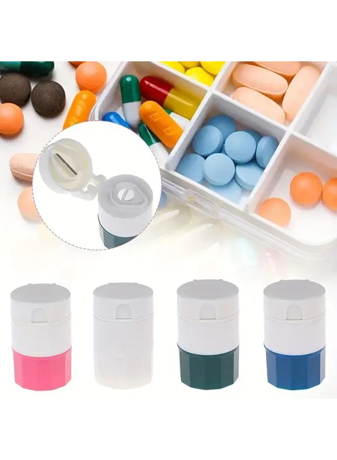 Blue 4 Layer Pill Crusher Grinder Splitter Tablet Cutter With Storage Box - Image 5