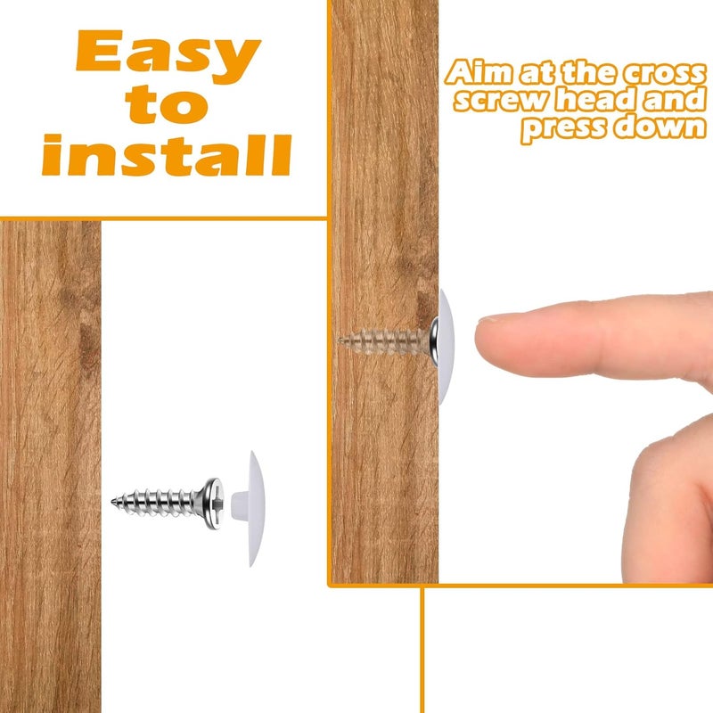 Eersida 100 Pcs Screw Covers Plastic Self Tapping and 580 Pieces Self Adhesive Furniture Screw Hole Cover Stickers for Wood Furniture(White) - Image 4