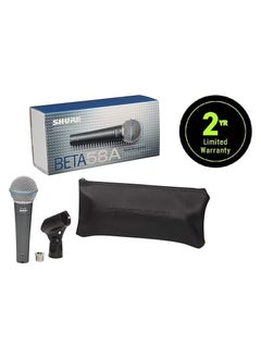 Shure Vocal Microphone - Single Element Supercardioid Dynamic Mic For Stage Studio, Includes A25D Adjustable Stand Adapter, 5/8 To 3/8 Inch Euro Thread Adapter And Storage Bag Beta 58A Silver  - Image 2