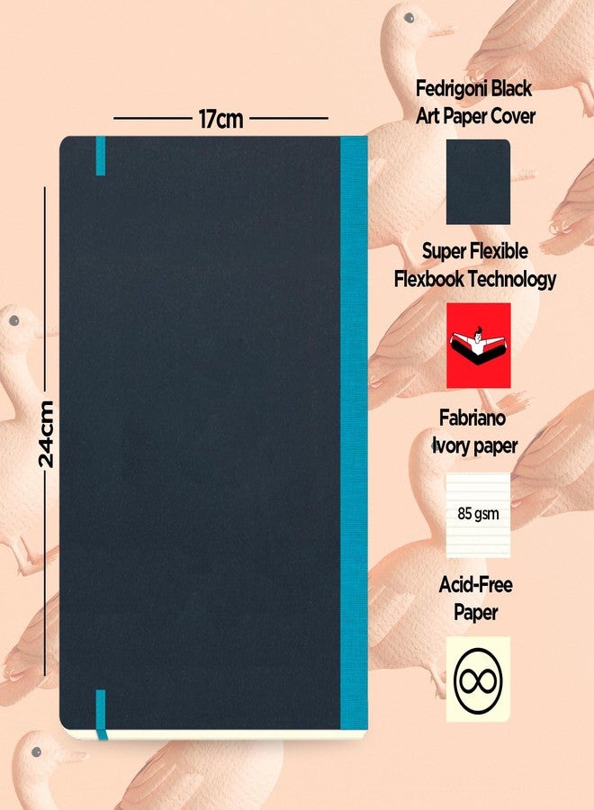 flexbook Flex Global Notebook Ruled Turquoise | Large | 17x24cm | 192 pages | 85gsm Fabriano Ivory Paper | Special Black Art Paper Cover | Elastic Band Closure |Inner paper pocket - Image 3