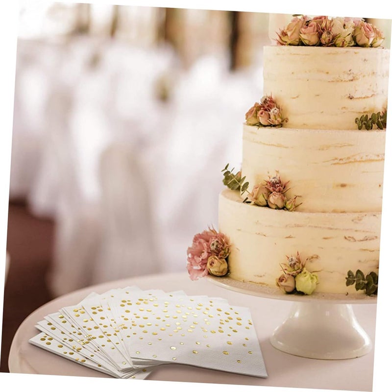 100 Foil Dot Napkins for Wedding Birthday Party Elegant Dinner Celebrations - Image 5