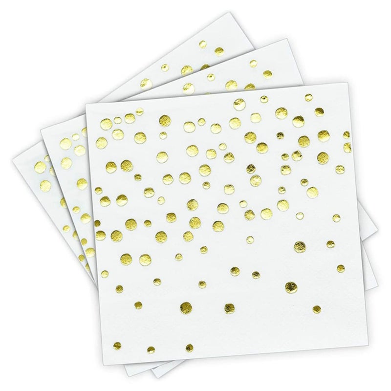 100 Foil Dot Napkins for Wedding Birthday Party Elegant Dinner Celebrations - Image 2