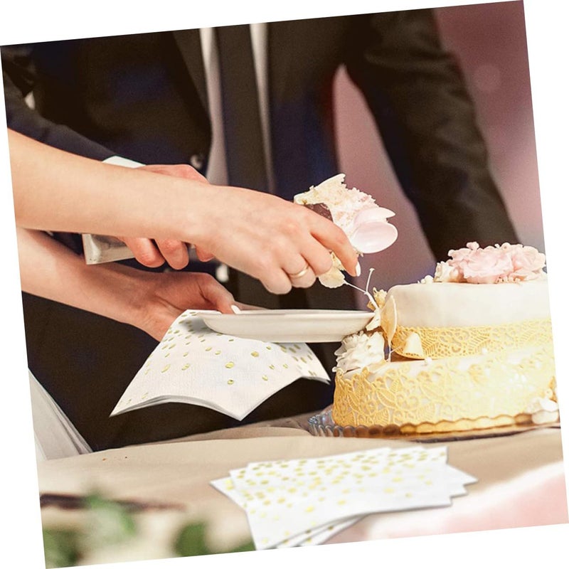100 Foil Dot Napkins for Wedding Birthday Party Elegant Dinner Celebrations - Image 3