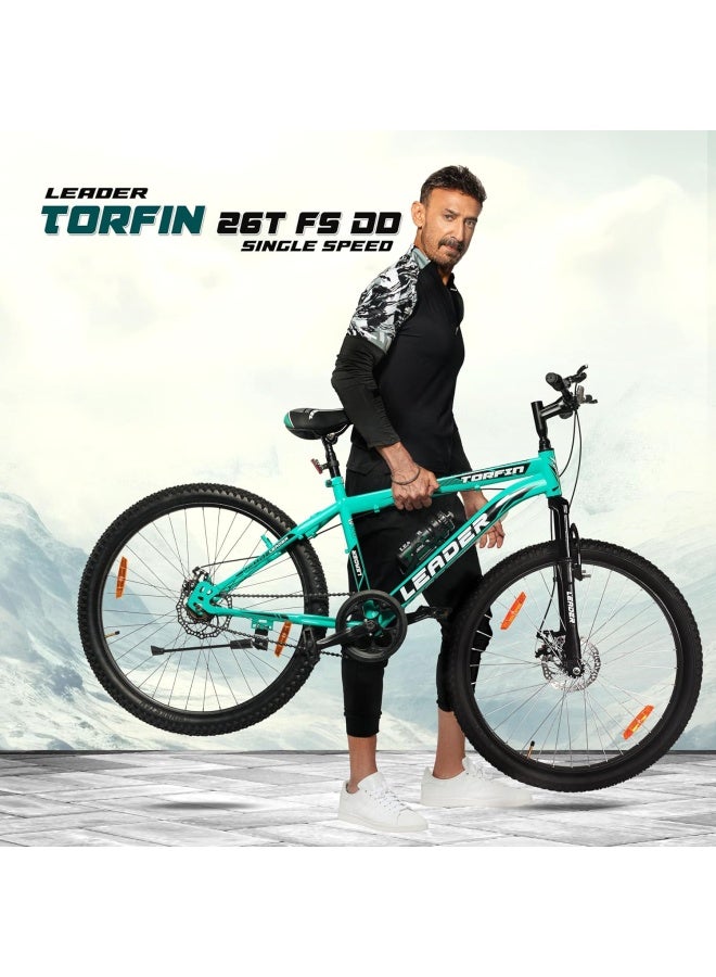 Leader Torfin 26 Inch || Mountain Bike || Single Speed || Front Suspension & Disc Brake || Sea Green Black Color || Unisex || Frame Size-18 Inch - Image 2