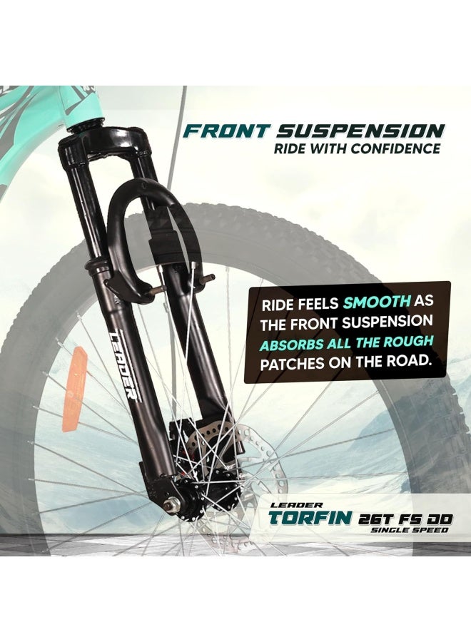 Leader Torfin 26 Inch || Mountain Bike || Single Speed || Front Suspension & Disc Brake || Sea Green Black Color || Unisex || Frame Size-18 Inch - Image 4