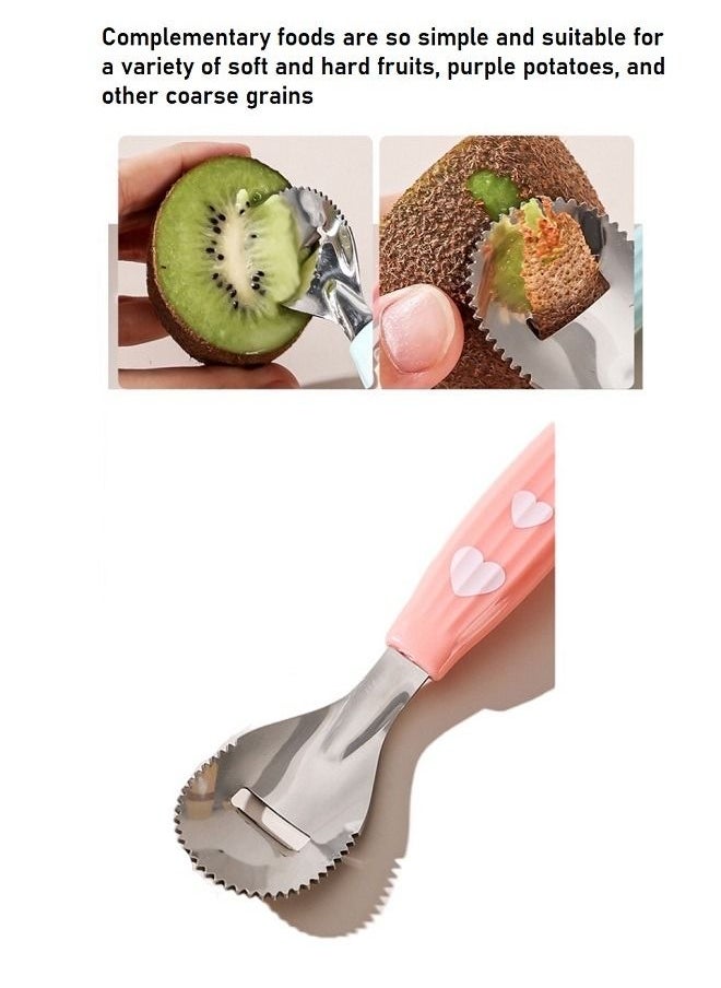 Stainless Steel Puree Spoon Fruit And Vegetable Supplement Spoon Baby Double Head Scraper Peelable Spoon