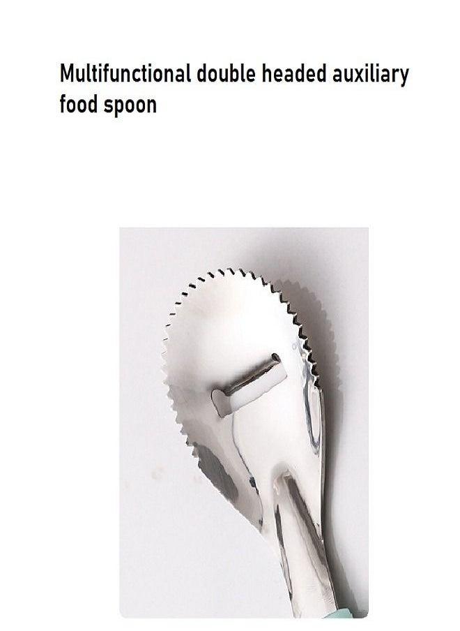 Stainless Steel Puree Spoon Fruit And Vegetable Supplement Spoon Baby Double Head Scraper Peelable Spoon