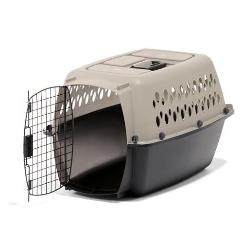 Petmate Vari Dog Kennel Portable Dog Carriers Crates for Small Dogs AirlineFriendly Durable Plastic Pet Carrier For Home and Travel 24 Inches Taupe and Black