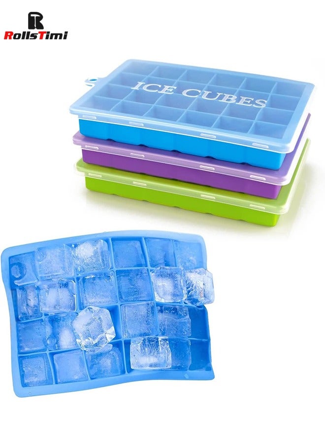 RollsTimi  3-Piece Multicolour Silicone Ice Tray with Lid Square Box Auxiliary Food Puree Cheese Jelly Mold Bar Kitchen Tool Cocktail - Image 1