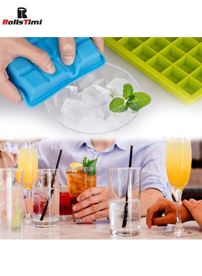 RollsTimi  3-Piece Multicolour Silicone Ice Tray with Lid Square Box Auxiliary Food Puree Cheese Jelly Mold Bar Kitchen Tool Cocktail - Image 2