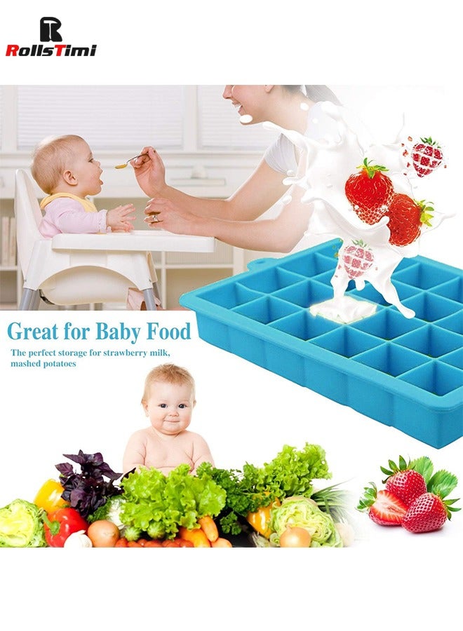 RollsTimi  3-Piece Multicolour Silicone Ice Tray with Lid Square Box Auxiliary Food Puree Cheese Jelly Mold Bar Kitchen Tool Cocktail - Image 4