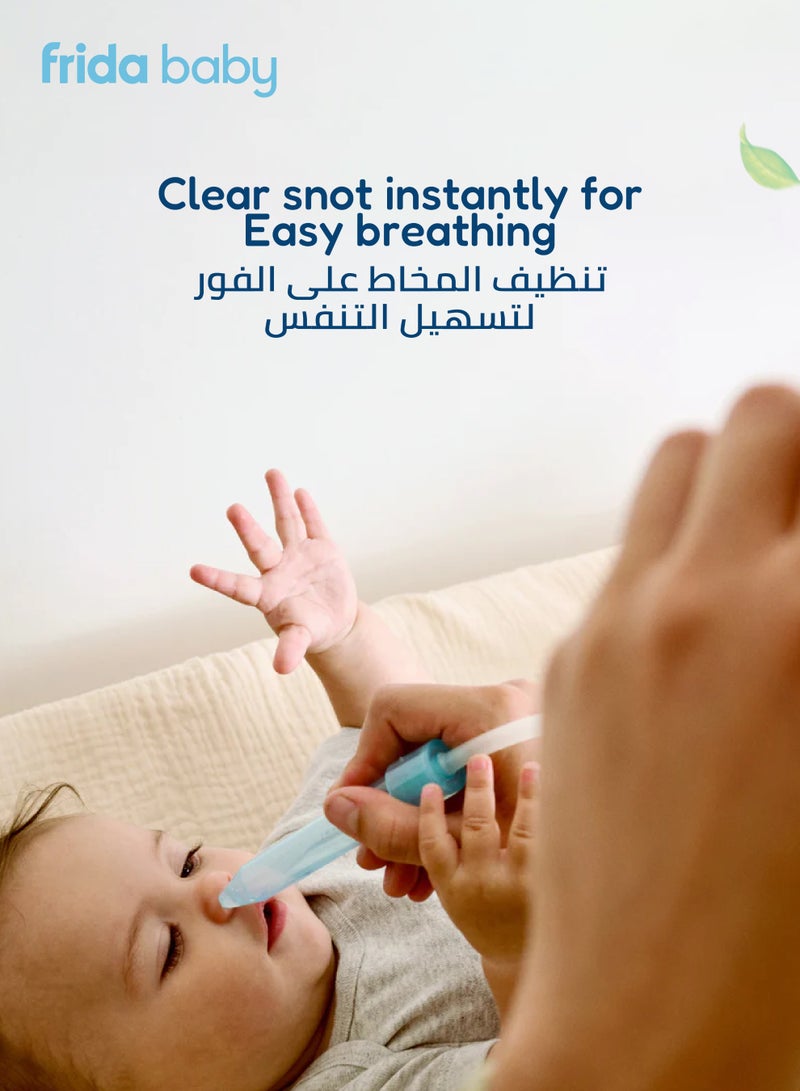 NoseFrida Snotsucker Saline Kit | Made in Sweden | Baby Nasal Aspirator, Saline Spray & 20 Hygiene Filters | Clears Stuffy Noses | Safe, BPA-Free, Pediatrician Recommended