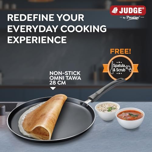 Judge By Prestige 28Cm Everyday Non-Stick Tawa (Aluminium) | Low Oil Cooking | Easy to Clean |Cool Touch Handle, Black - Image 2