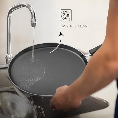 Judge By Prestige 28Cm Everyday Non-Stick Tawa (Aluminium) | Low Oil Cooking | Easy to Clean |Cool Touch Handle, Black - Image 5