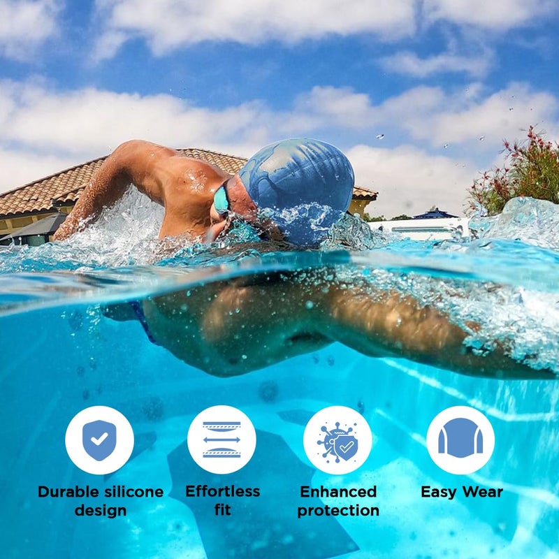 Endless EL1023 Comfortable Silicon Swimming Cap with Ergonomic Ear Pockets | Black | Material : Silicon | Fully Elastic Waterproof Cap for Long and Short Hair with Thicker Edge | For Women and Men - Image 2
