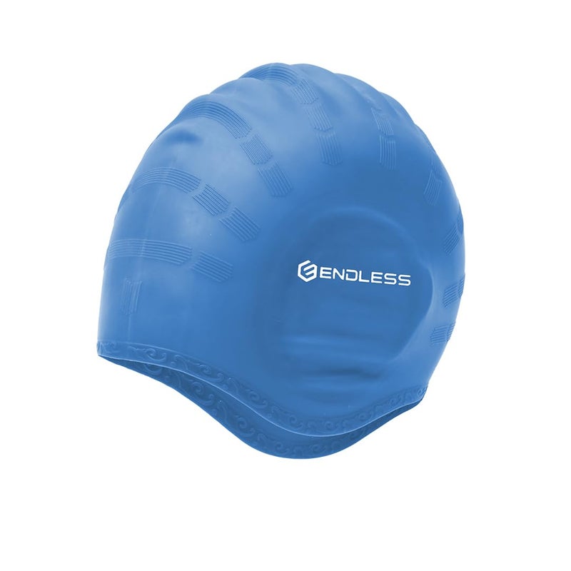 Endless EL1023 Comfortable Silicon Swimming Cap with Ergonomic Ear Pockets | Black | Material : Silicon | Fully Elastic Waterproof Cap for Long and Short Hair with Thicker Edge | For Women and Men - Image 1