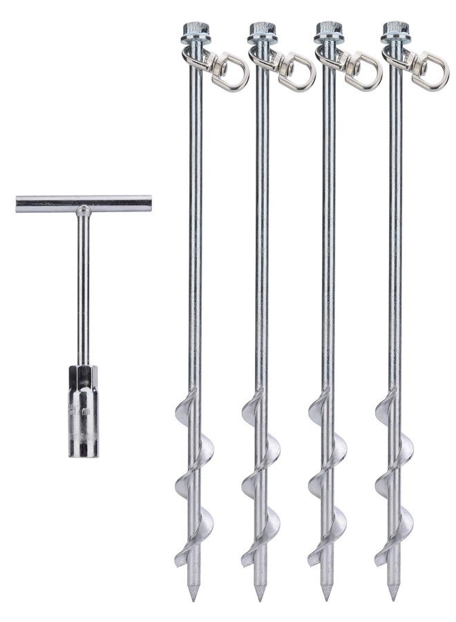 MightyPhine Ground Anchors Screw in - 12 Inch Set of 4 - Tent Stakes Heavy Duty - Trampoline Anchor Kit - Earth Anchor - Swing Set Anchors for Metal Swing Set - Trampoline Stakes Anchors High Wind - Image 1
