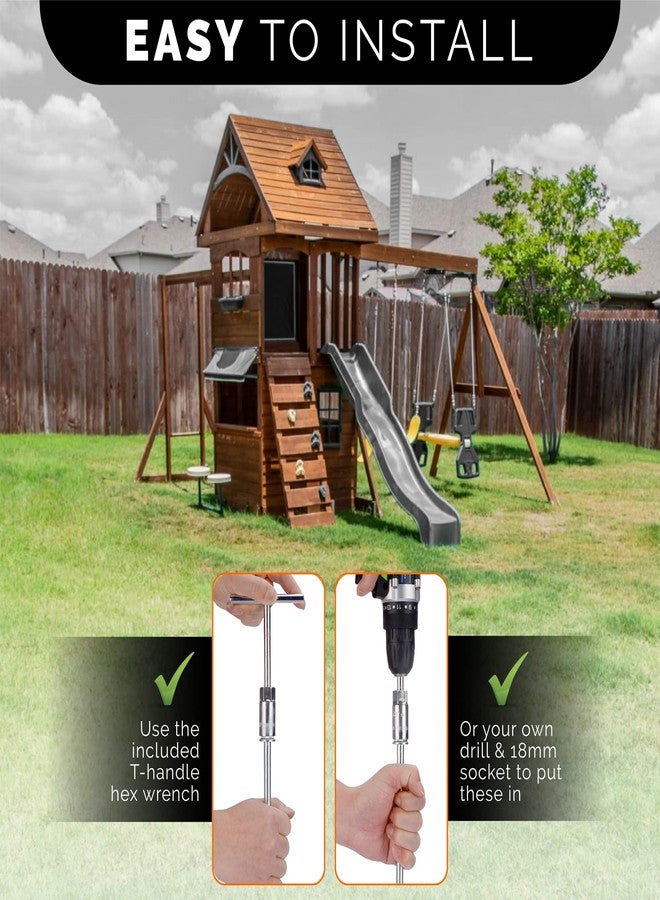 MightyPhine Ground Anchors Screw in - 12 Inch Set of 4 - Tent Stakes Heavy Duty - Trampoline Anchor Kit - Earth Anchor - Swing Set Anchors for Metal Swing Set - Trampoline Stakes Anchors High Wind - Image 5