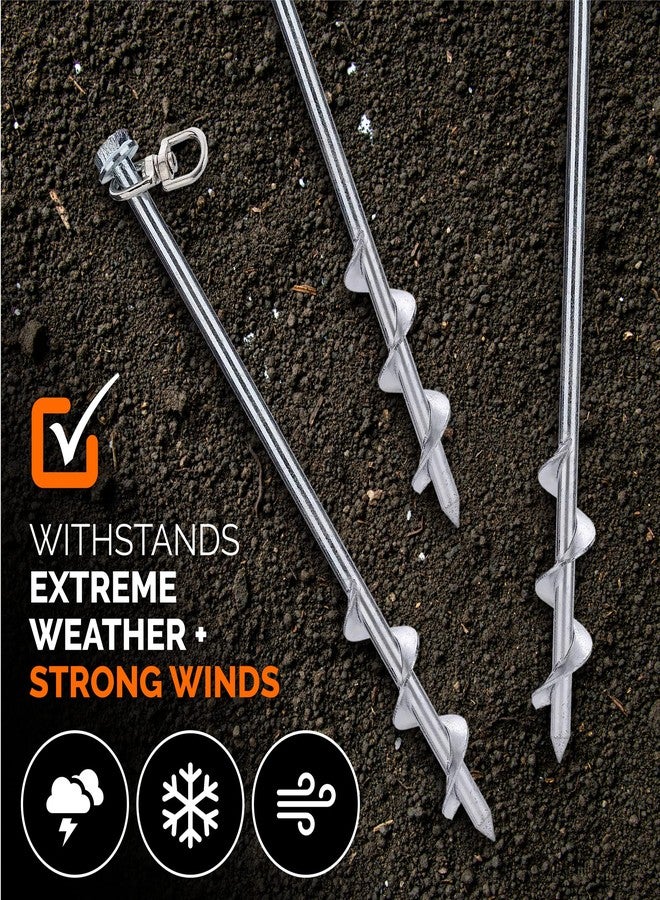 MightyPhine Ground Anchors Screw in - 12 Inch Set of 4 - Tent Stakes Heavy Duty - Trampoline Anchor Kit - Earth Anchor - Swing Set Anchors for Metal Swing Set - Trampoline Stakes Anchors High Wind - Image 4