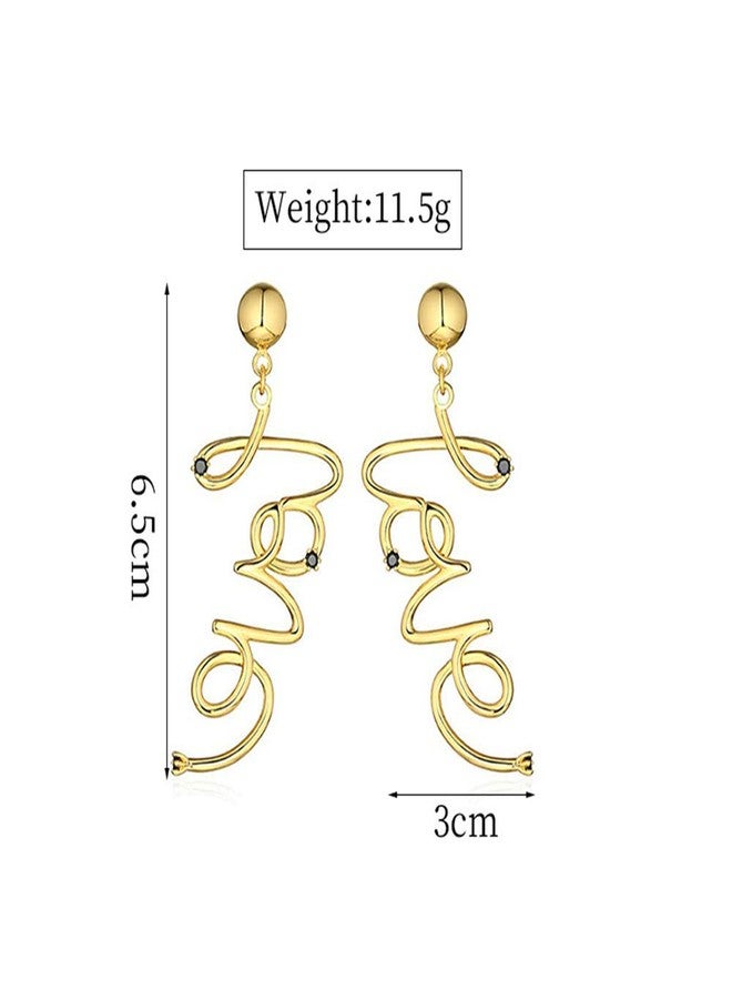 DOUBNINE Love Statement Word Text Letter Earrings Dangle Chic Minimalist for Women - Image 3