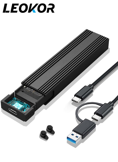 حاوية محرك الأقراص الصلبة الخارجية M.2 SSD، حاوية محرك الأقراص الصلبة الخارجية NVMe، مع USB C 3.2 10Gbps Gen2، تركيب بدون أدوات، يدعم UASP، والتقليم، ومفتاح M-Key (مفتاح B+M) والحجم في 2230/2242/2260/2280 SSD (ليس لـ M.2 SATA)
