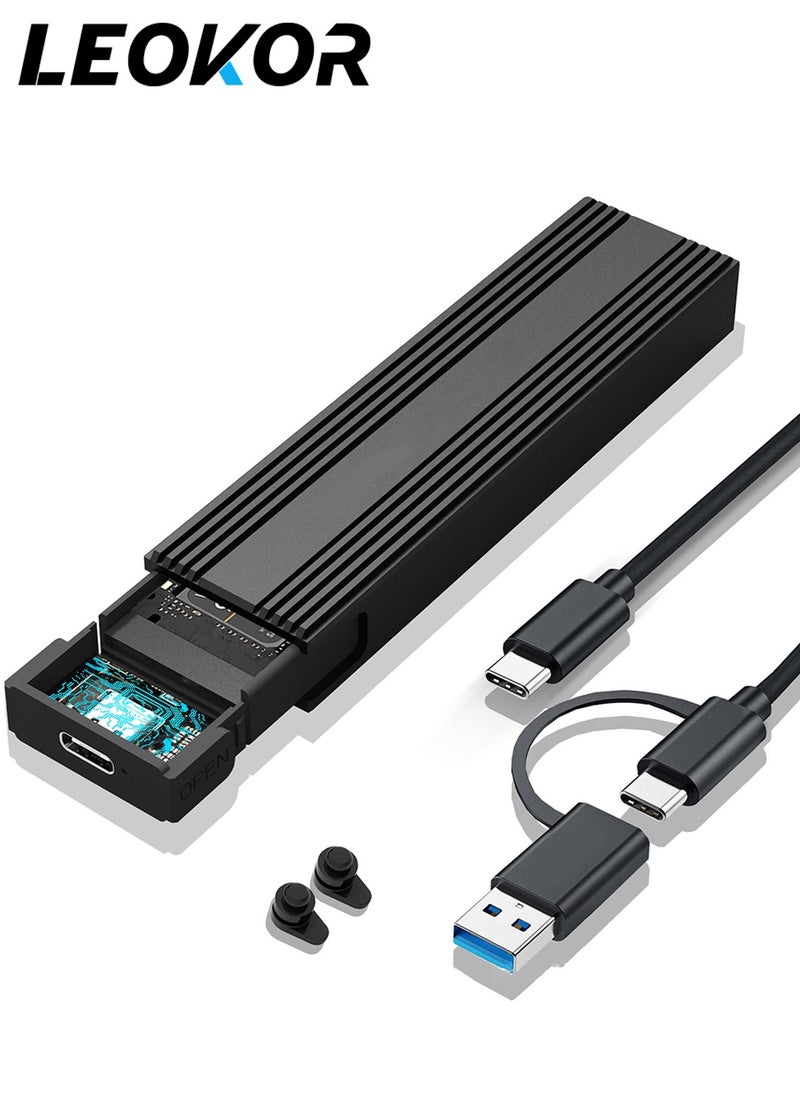 LEOKOR - M.2 NVMe Enclosure External,External Hard Drive Enclosure,withUSB C 3.2 10Gbps Gen2,Tool-Free Installation,Supports UASP,Trim,M-Key(B+M Key) and Size in 2230/2242 /2260/2280 SSDs (Not for M.2 SATA) - Image 1