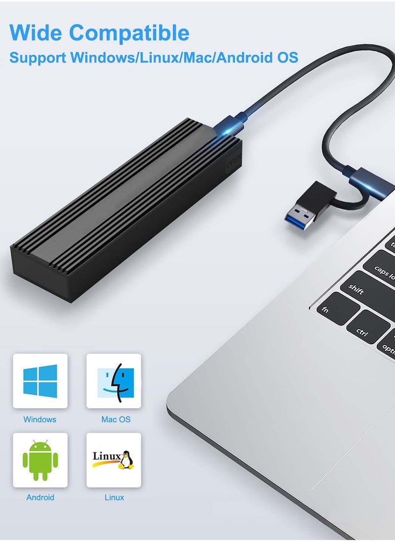 M.2 SSD Enclosure External, NVMe External Hard Drive Enclosure,withUSB C 3.2 10Gbps Gen2,Tool-Free Installation,Supports UASP,Trim,M-Key(B+M Key) and Size in 2230/2242 /2260/2280 SSDs (Not for M.2 SATA)