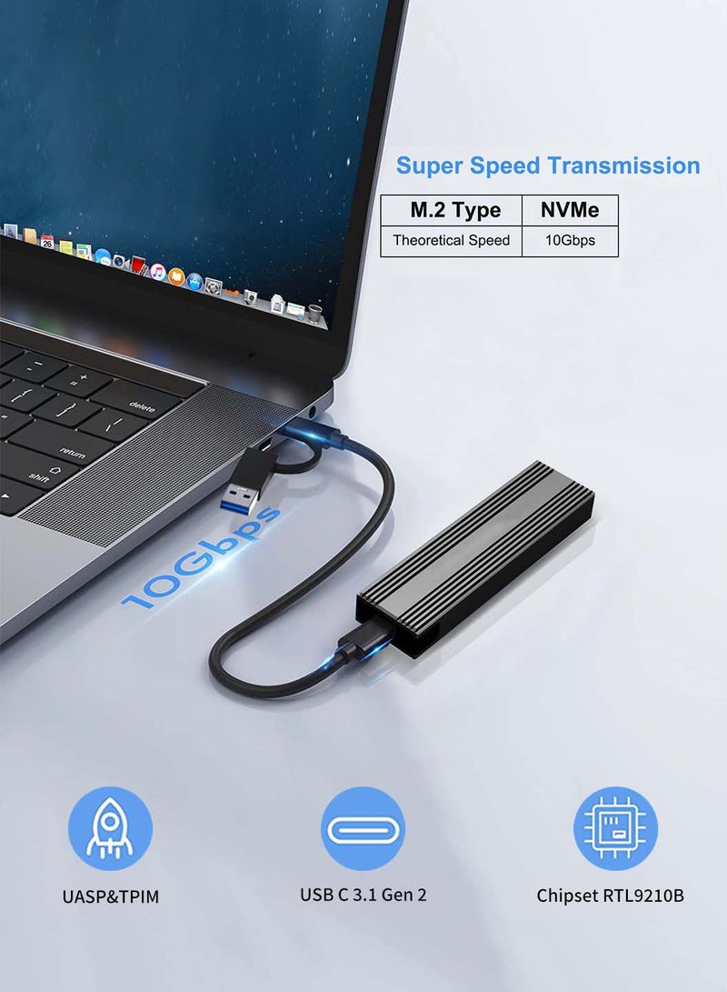 LEOKOR M.2 SSD Enclosure External, NVMe External Hard Drive Enclosure,withUSB C 3.2 10Gbps Gen2,Tool-Free Installation,Supports UASP,Trim,M-Key(B+M Key) and Size in 2230/2242 /2260/2280 SSDs (Not for M.2 SATA) - Image 4
