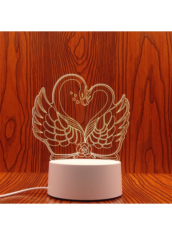 Swan Night Light Plug USB Bedside Lamp Creative Girl Cartoon 3D Table Lamp Bedroom LED Gift Lamp-Color:Swan-Dimensions:USB Charging Touch 3 Color White Light Warm Light Neutral Light (with Lithium Battery)  - Image 1
