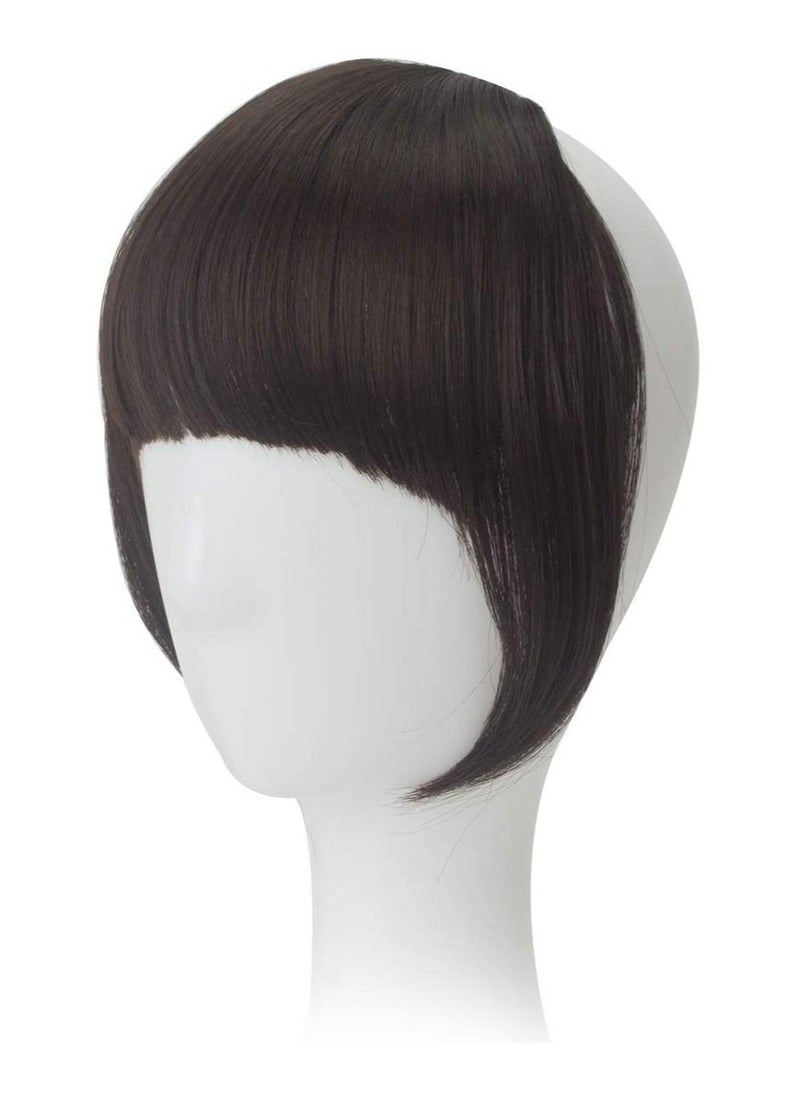 Estelle Clip in Bangs Hair Extensions Thick Full Neat Bangs Fringe Hair Extension One Piece Clip on Front Bangs Hairpiece Color Dark Brown  - Image 4