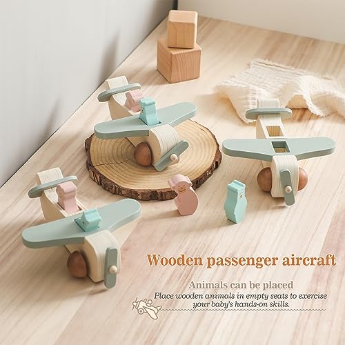 ibwaae Wooden Airplane Toys Set for Toddlers Air Transport Vehicles Play Set Baby Push Car Toys for Babies Montessori Toy for Baby Gift - Image 5
