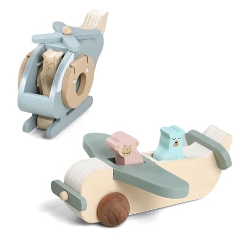ibwaae Wooden Airplane Toys Set for Toddlers Air Transport Vehicles Play Set Baby Push Car Toys for Babies Montessori Toy for Baby Gift - Image 1