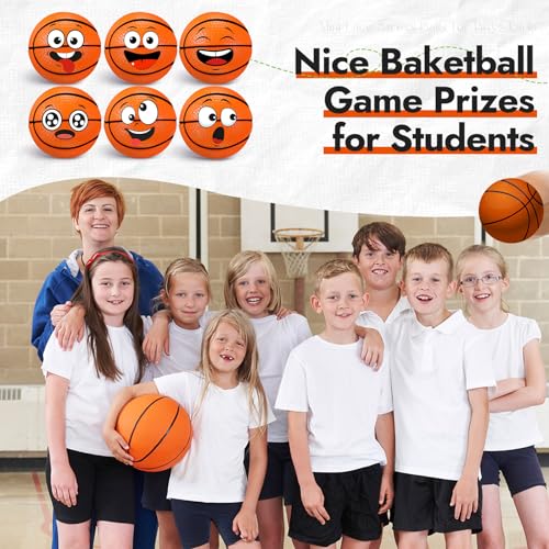 Arrowbash 36 Pcs Mini Face Basketball Stress Balls Bulk Small Basketballs Stress and Anxiety Relief Toy Foam Sports Squeeze Balls for School Carnival Reward Valentines Day Sports Party Favors Gifts - Image 5