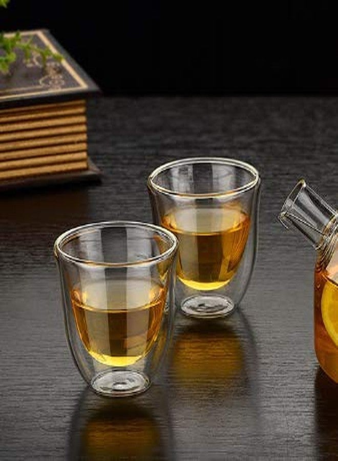 Baskety Glass Coffee Mugs - 70ML Double Walled Insulated Mug, Perfect for Latte, Americano, Cappuccinos, Tea Bag, Wine, Beverage. (Pack of 4) - Image 5