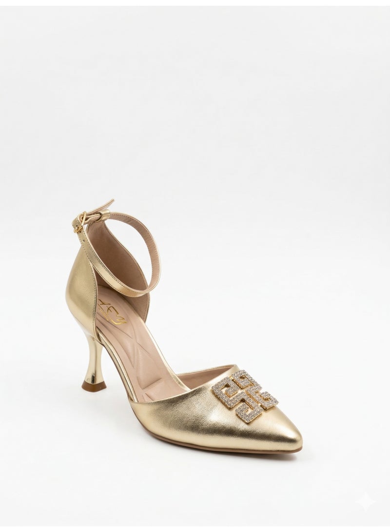 لايف ستيلاش  أحذية كعب جلد كلاسيكي F-619 - g ذهبي - Image 2