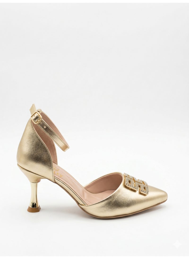 لايف ستيلاش  أحذية كعب جلد كلاسيكي F-619 - g ذهبي - Image 3