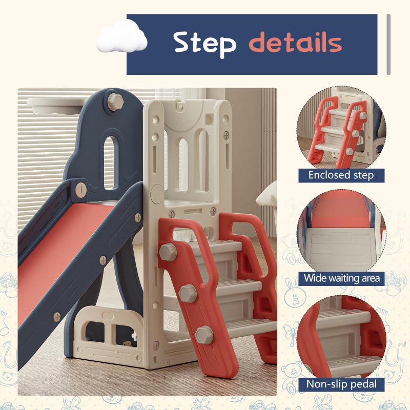 Baotree Toddler Slide,Kids Climber Slide with Storage Space and Non-Slip Steps,Indoor Outdoor Playset with Basketball Hoopa and Telescope,Slide for Toddlers Age 1-3 (Red) - Image 3